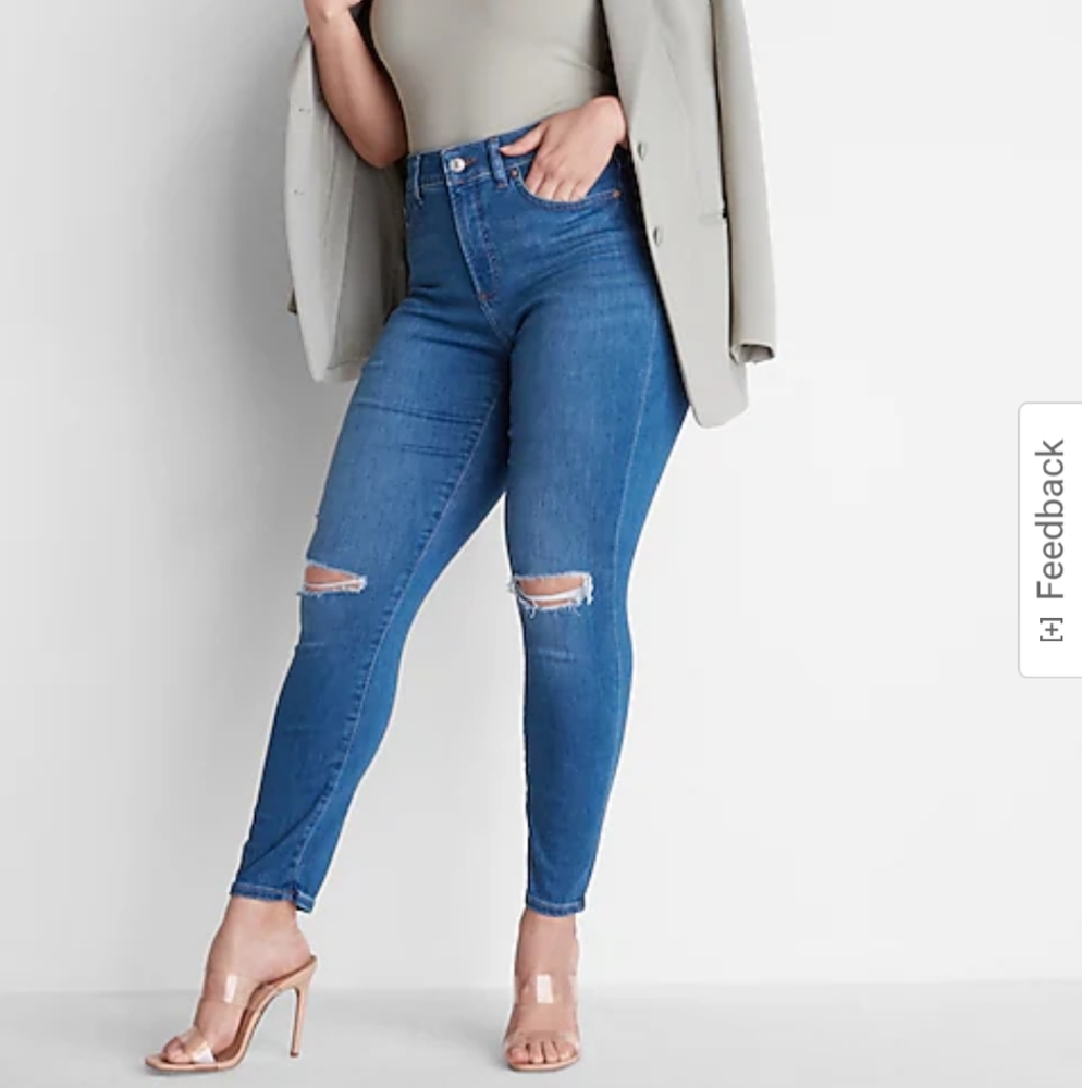 Express Women's Distressed Blue Skinny Jeans